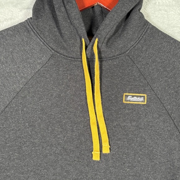 Fayettechill Hoodie Mens XS Gray Yellow Drawstring Recycled Cotton Pullover - Picture 2 of 7